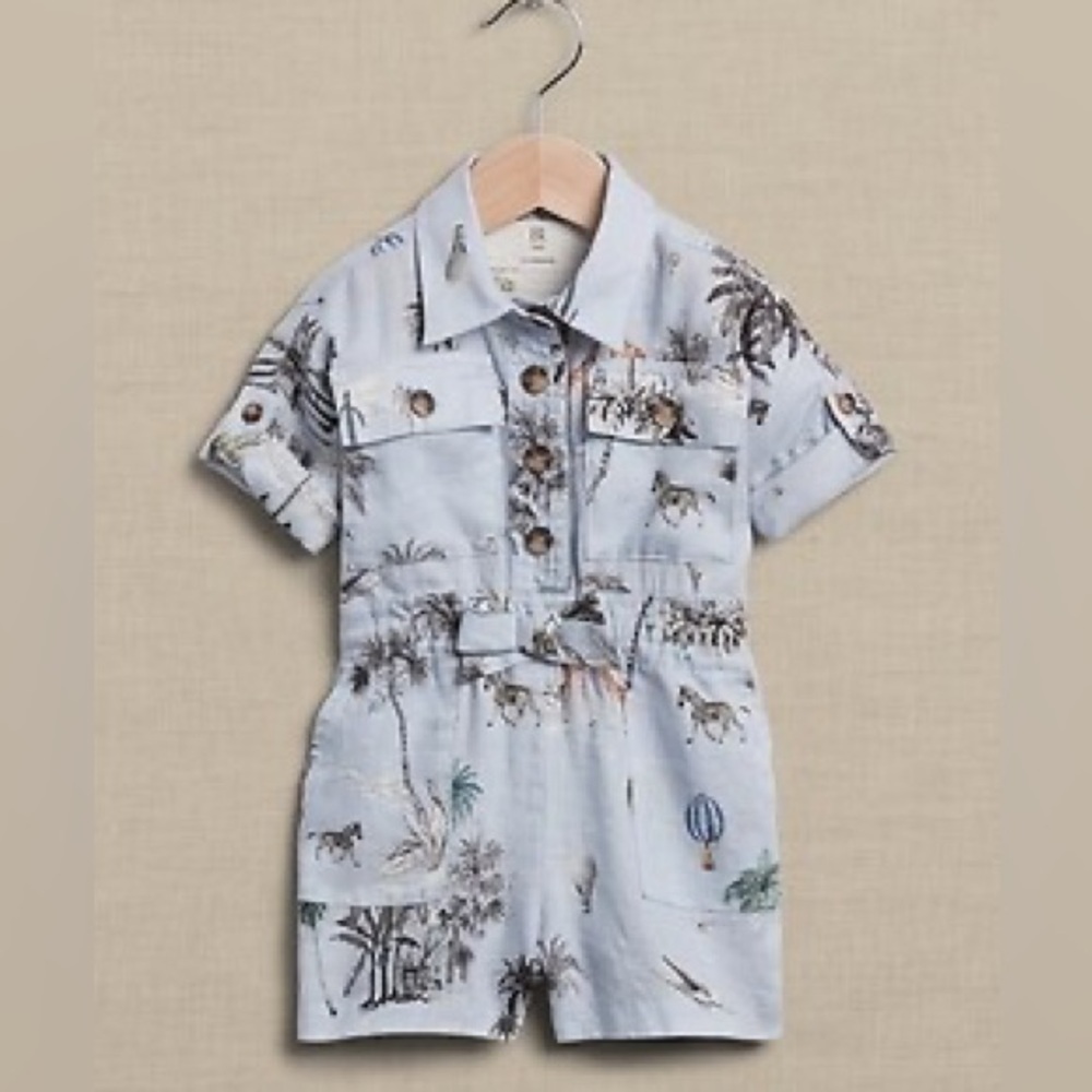 Banana Republic Baby Toddler Kids Blue Printed Jumpsuit